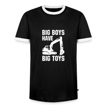 Big boys have big toys excavator gift - Men's Ringer Shirt - black/white - Front - AI Model Female 172 light (172cm) & AI Model Male 178 light (178cm)