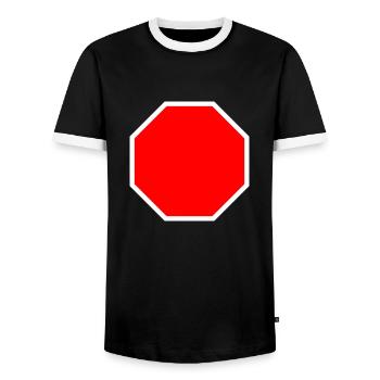 Modèle de panneau d'arrêt + VOTRE TEXTE - T-shirt contrasté Homme - noir/blanc - Devant - AI Model Female 172 light (172cm) & AI Model Male 178 light (178cm)