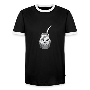 Flowerful Mate - Männer Kontrast-T-Shirt - Schwarz/Weiß - Vorne - AI Model Female 172 light (172cm) & AI Model Male 178 light (178cm)