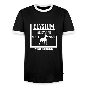 Restez fort - Elysium Allemagne - depuis 202 - T-shirt contrasté Homme - noir/blanc - Devant - AI Model Female 172 light (172cm) & AI Model Male 178 light (178cm)