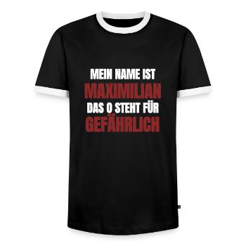 Lustig-Mein Name ist Maximilian - Männer Kontrast-T-Shirt - Schwarz/Weiß - Vorne - AI Model Female 172 light (172cm) & AI Model Male 178 light (178cm)