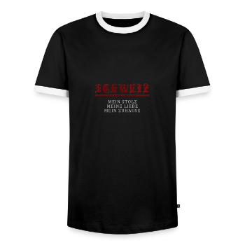 Suisse - T-shirt contrasté Homme - noir/blanc - Devant - AI Model Female 172 light (172cm) & AI Model Male 178 light (178cm)