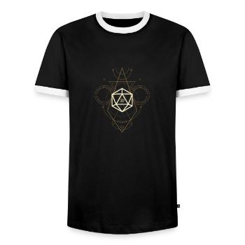 Esoteric Polyhedral D20 Dice Tabletop Sorcerer - Men's Ringer Shirt - black/white - Front - AI Model Female 172 light (172cm) & AI Model Male 178 light (178cm)