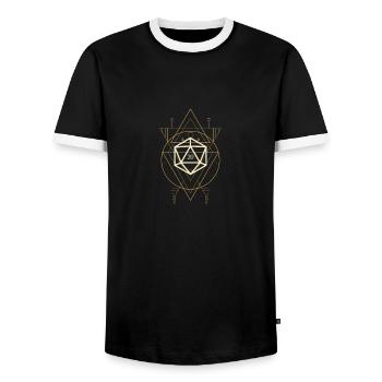 Esoteric Polyhedral D20 Dice Tabletop Rogue - Men's Ringer Shirt - black/white - Front - AI Model Female 172 light (172cm) & AI Model Male 178 light (178cm)