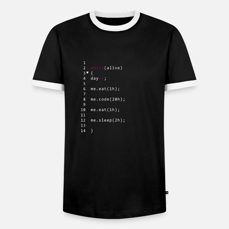 Lebendiger Code - Männer Kontrast-T-Shirt - Schwarz/Weiß