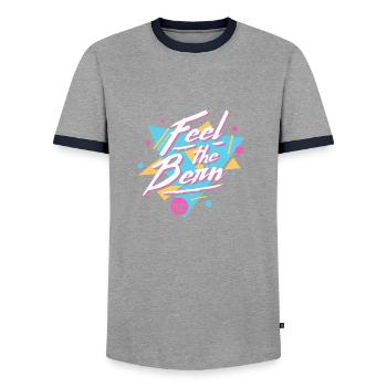 Feel The Bern - Men's Ringer Shirt - grey/navy  - Front - AI Model Female 172 light (172cm) & AI Model Male 178 light (178cm)