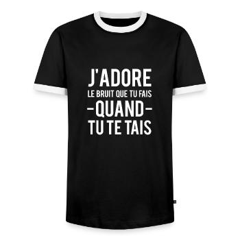 J'adore le bruit que tu fais quand tu te tais - T-shirt contrasté Homme - noir/blanc - Devant - AI Model Female 172 light (172cm) & AI Model Male 178 light (178cm)