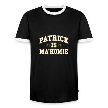 Patrick Is Mahomie - Men's Ringer Shirt - black/white - Front - AI Model Female 172 light (172cm) & AI Model Male 178 light (178cm)