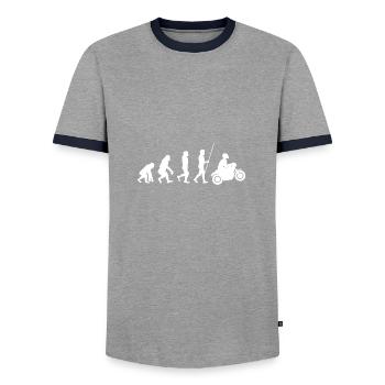 The perfect bikertag motorcycle biker saying - Men's Ringer Shirt - grey/navy  - Front - AI Model Female 172 light (172cm) & AI Model Male 178 light (178cm)