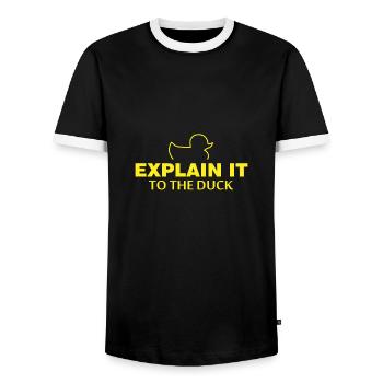 Explain it to the duck nerd programmer gift - Men's Ringer Shirt - black/white - Front - AI Model Female 172 light (172cm) & AI Model Male 178 light (178cm)