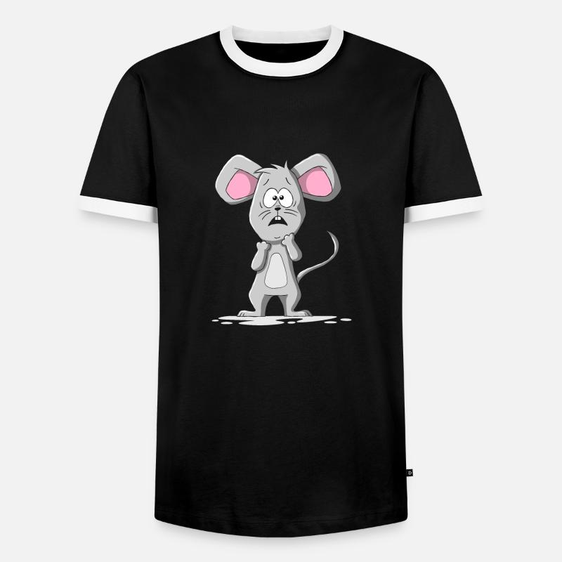 Ängstliche Maus - Männer Kontrast-T-Shirt - Schwarz/Weiß