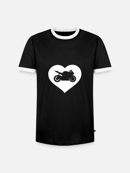 Motorbike heart - Men's Ringer Shirt - black/white