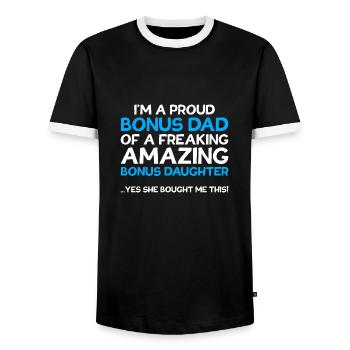 Im a proud bonus dad Vater Vatertag Geschenk - Männer Kontrast-T-Shirt - Schwarz/Weiß - Vorne - AI Model Female 172 light (172cm) & AI Model Male 178 light (178cm)