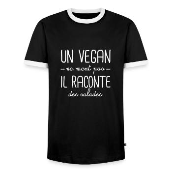 Un vegan ne ment pas il raconte des salades - T-shirt contrasté Homme - noir/blanc - Devant - AI Model Female 172 light (172cm) & AI Model Male 178 light (178cm)