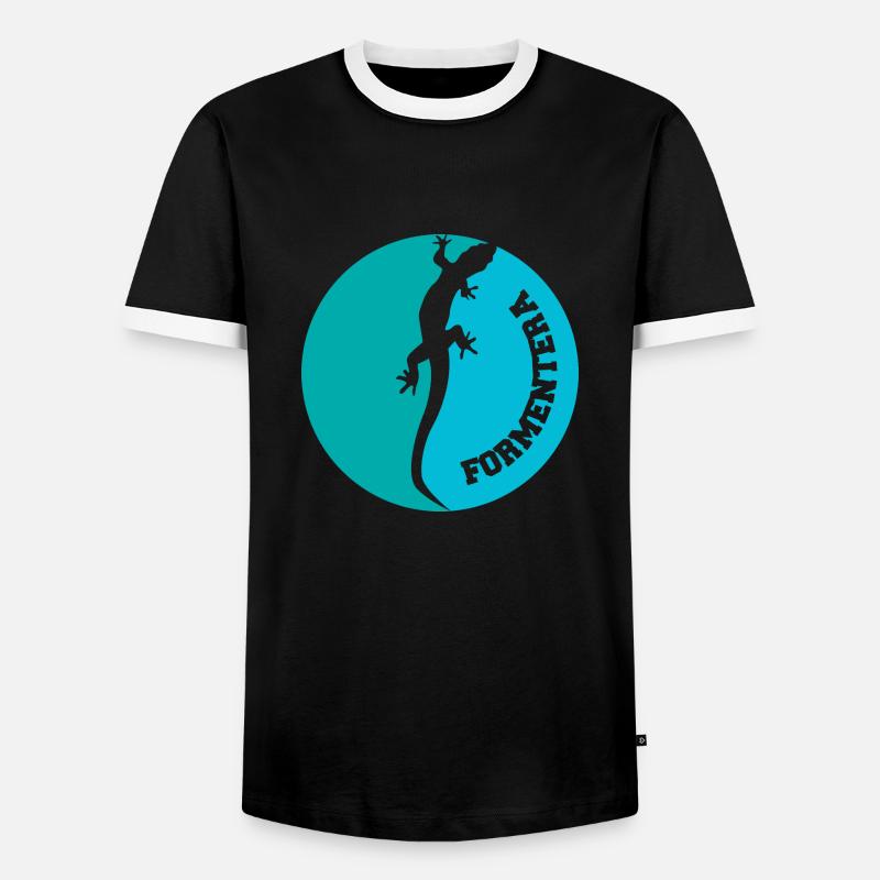Formentera Eidechse - Männer Kontrast-T-Shirt - Schwarz/Weiß