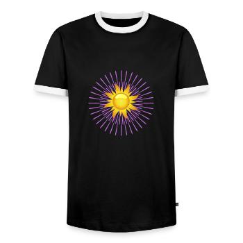 Sun - Men's Ringer Shirt - black/white - Front - AI Model Female 172 light (172cm) & AI Model Male 178 light (178cm)