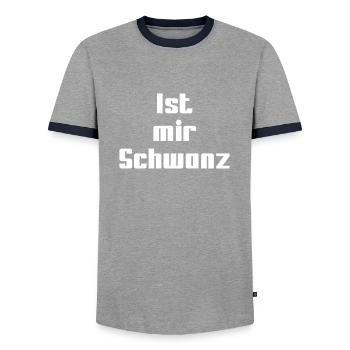Ist mir Schwanz - Männer Kontrast-T-Shirt - Grau/Navy  - Vorne - AI Model Female 172 light (172cm) & AI Model Male 178 light (178cm)