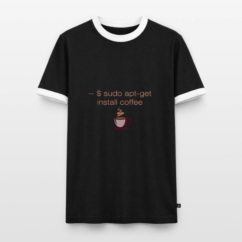Sudo apt-get install café informaticien Linux Linux T-shirt contrasté Homme