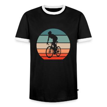 Road bike cycling retro sunset for road cyclists - Men's Ringer Shirt - black/white - Front - AI Model Female 172 light (172cm) & AI Model Male 178 light (178cm)
