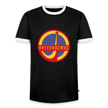 Intercosmos Sputnik space USSR gift - Men's Ringer Shirt - black/white - Front - AI Model Female 172 light (172cm) & AI Model Male 178 light (178cm)