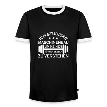 Ich studiere maschinenbau Ingenieur Student - Männer Kontrast-T-Shirt - Schwarz/Weiß - Vorne - AI Model Female 172 light (172cm) & AI Model Male 178 light (178cm)