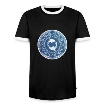 Dolphin Twins - Men's Ringer Shirt - black/white - Front - AI Model Female 172 light (172cm) & AI Model Male 178 light (178cm)