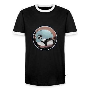 Surfing Waschbär - Männer Kontrast-T-Shirt - Schwarz/Weiß - Vorne - AI Model Female 172 light (172cm) & AI Model Male 178 light (178cm)