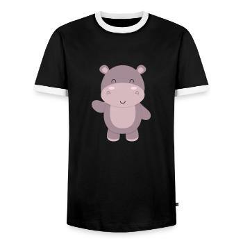 Hippo - pour vous concevoir - T-shirt contrasté Homme - noir/blanc - Devant - AI Model Female 172 light (172cm) & AI Model Male 178 light (178cm)