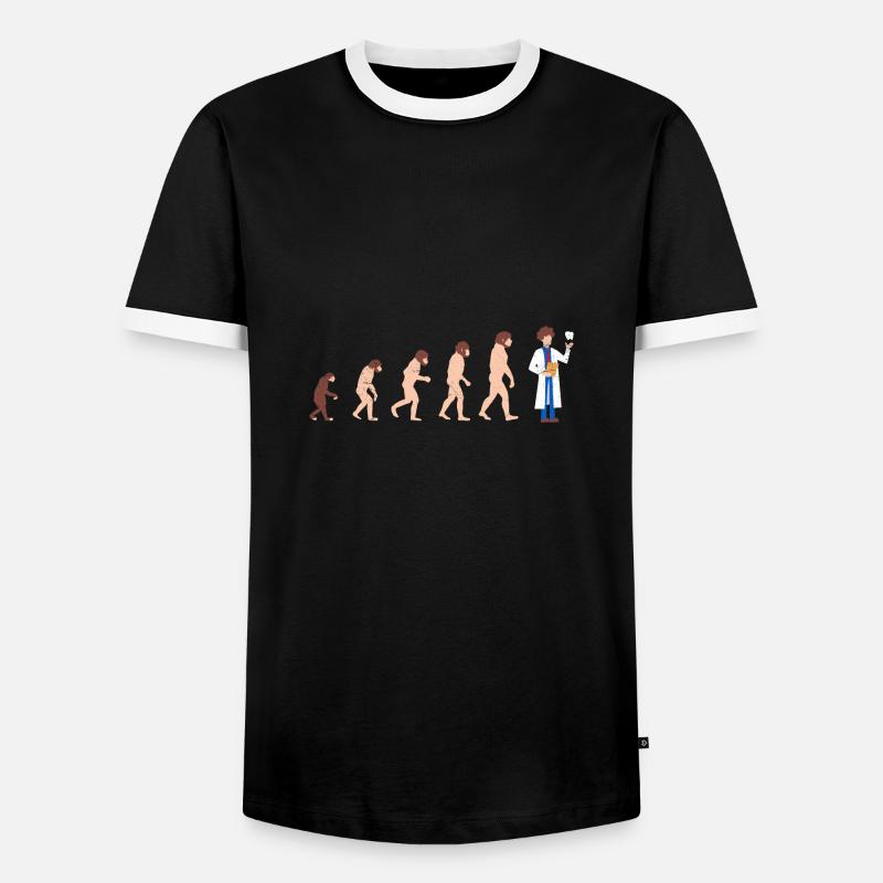 Evolution Zahnarzt Lustige Geschenkidee - Männer Kontrast-T-Shirt - Schwarz/Weiß