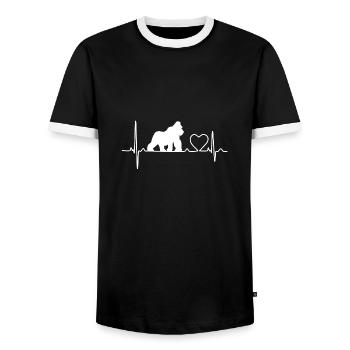 Pulsation cardiaque pulsation cardiaque ECG pouls amour de gorille - T-shirt contrasté Homme - noir/blanc - Devant - AI Model Female 172 light (172cm) & AI Model Male 178 light (178cm)
