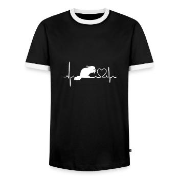 Conception de castor de battement de coeur - T-shirt contrasté Homme - noir/blanc - Devant - AI Model Female 172 light (172cm) & AI Model Male 178 light (178cm)