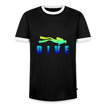 Diving DIVE Scuba Diving Diver gift idea - Men's Ringer Shirt - black/white - Front - AI Model Female 172 light (172cm) & AI Model Male 178 light (178cm)