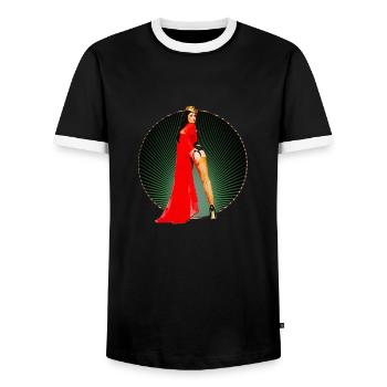 Pinup - Vintage Retro Burlesque Königin 50s Kunst - Männer Kontrast-T-Shirt - Schwarz/Weiß - Vorne - AI Model Female 172 light (172cm) & AI Model Male 178 light (178cm)