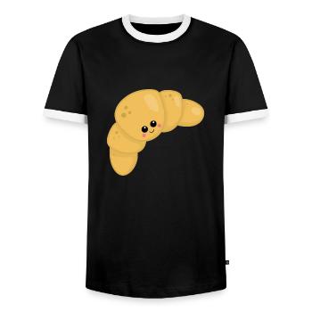 Croissant - Men's Ringer Shirt - black/white - Front - AI Model Female 172 light (172cm) & AI Model Male 178 light (178cm)
