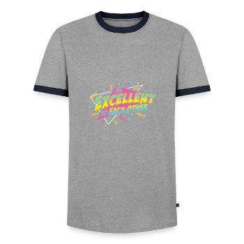 Seien Sie untereinander ausgezeichnet - Männer Kontrast-T-Shirt - Grau/Navy  - Vorne - AI Model Female 172 light (172cm) & AI Model Male 178 light (178cm)