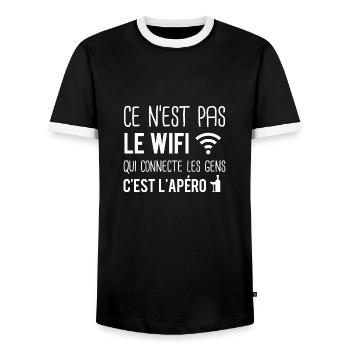 Ce n'est pas le wifi qui connecte les gens - T-shirt contrasté Homme - noir/blanc - Devant - AI Model Female 172 light (172cm) & AI Model Male 178 light (178cm)