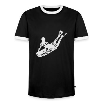 Maori Bodyboarding Surfer Polynesian Tribal Tattoo - Männer Kontrast-T-Shirt - Schwarz/Weiß - Vorne - AI Model Female 172 light (172cm) & AI Model Male 178 light (178cm)