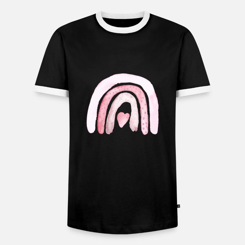 Regenbogen Rosa Herzchen - Männer Kontrast-T-Shirt - Schwarz/Weiß
