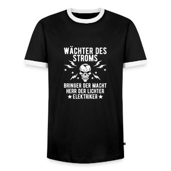 Wächter der Stroms Elektriker Elektroniker Strom - Männer Kontrast-T-Shirt - Schwarz/Weiß - Vorne - AI Model Female 172 light (172cm) & AI Model Male 178 light (178cm)