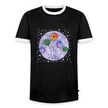 fleurs - T-shirt contrasté Homme - noir/blanc - Devant - AI Model Female 172 light (172cm) & AI Model Male 178 light (178cm)