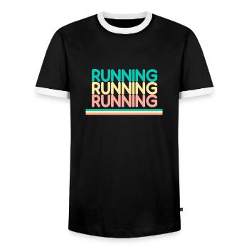Aimer Courir Passion Joggen läuft - Männer Kontrast-T-Shirt - Schwarz/Weiß - Vorne - AI Model Female 172 light (172cm) & AI Model Male 178 light (178cm)