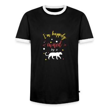 Jaguar - happily owned by a jaguar - Men's Ringer Shirt - black/white - Front - AI Model Female 172 light (172cm) & AI Model Male 178 light (178cm)