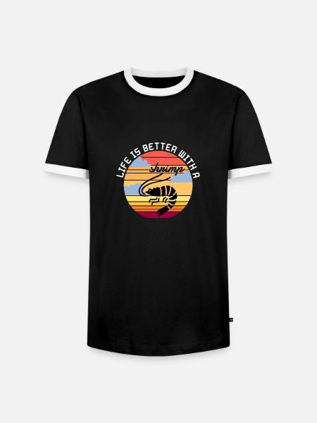 Rejer - livet er bedre med en reje - Herre kontrast-T-shirt - sort/hvid