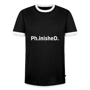 Student Phd Uni Abschluss Geschenk - Männer Kontrast-T-Shirt - Schwarz/Weiß - Vorne - AI Model Female 172 light (172cm) & AI Model Male 178 light (178cm)