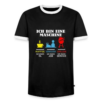 Verkäufer - Ich bin eine Maschine - Männer Kontrast-T-Shirt - Schwarz/Weiß - Vorne - AI Model Female 172 light (172cm) & AI Model Male 178 light (178cm)