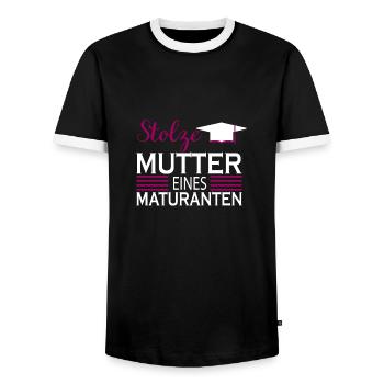 Matura proud mother saying gift - Men's Ringer Shirt - black/white - Front - AI Model Female 172 light (172cm) & AI Model Male 178 light (178cm)