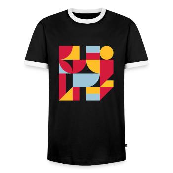 Colorful abstract geometric bauhaus background - Männer Kontrast-T-Shirt - Schwarz/Weiß - Vorne - AI Model Female 172 light (172cm) & AI Model Male 178 light (178cm)