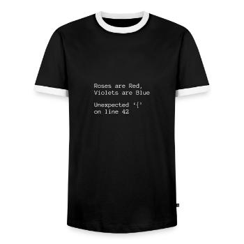Roses are Red Violets are Blue Gift Computer - Men's Ringer Shirt - black/white - Front - AI Model Female 172 light (172cm) & AI Model Male 178 light (178cm)