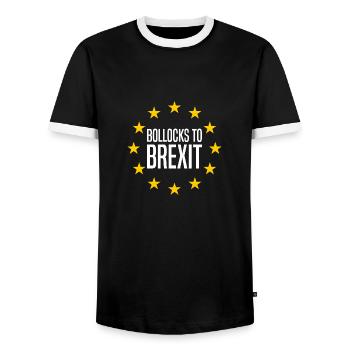 Bollocks to Brexit - Men's Ringer Shirt - black/white - Front - AI Model Female 172 light (172cm) & AI Model Male 178 light (178cm)