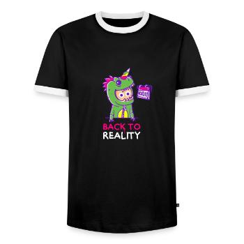 BACK TO REALITY - T-shirt contrasté Homme - noir/blanc - Devant - AI Model Female 172 light (172cm) & AI Model Male 178 light (178cm)